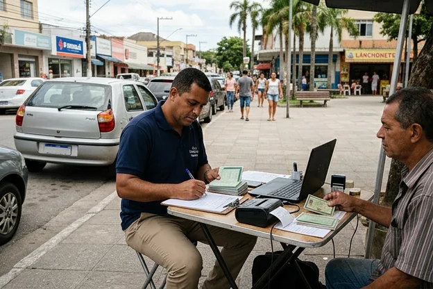 Profissional ajudando no processo de documentação veicular em Nilópolis.