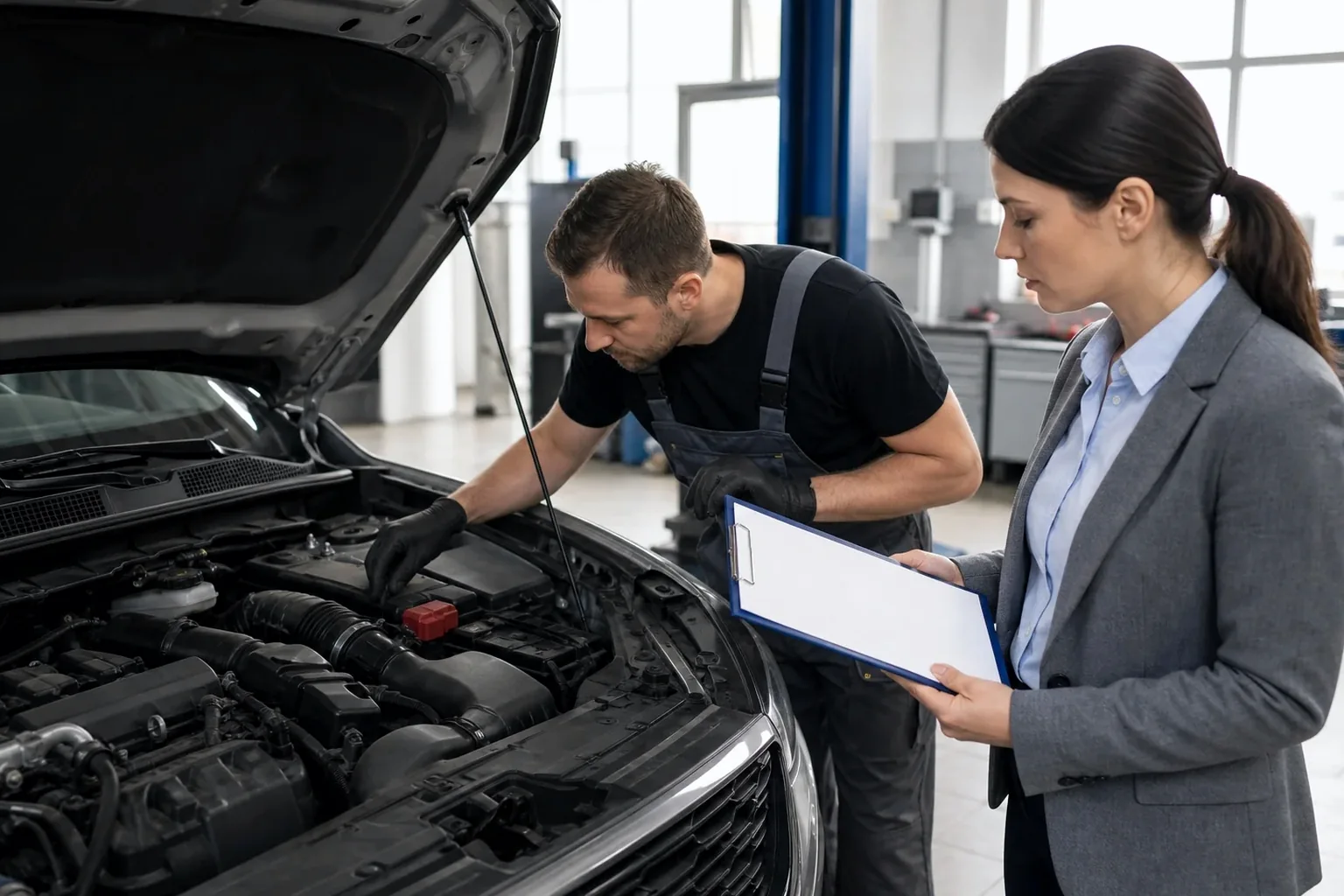 Profissional cadastrando motor de veículo.