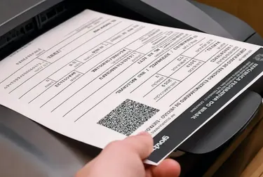 Profissional imprimiu o CRLV-e para um veículo em ação.
